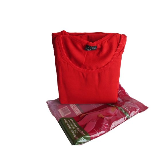 *Victoria Red Staywarm Womens Pajama Sleepwear Thermal Set - 2-pc Microfiber